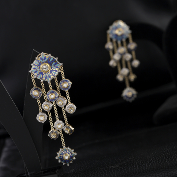 Royal Blue Meenakari Dangling Earrings