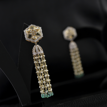 Royal Jadau Dome Tassel Earrings