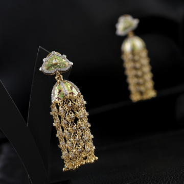 Royal Enamel Cascade Jhumka Earrings