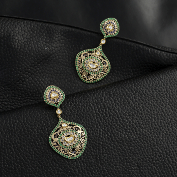 Emerald Mist Filigree Drop Earrings