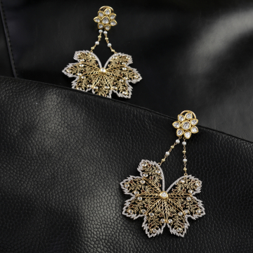Royal Filigree Leaf Statement Earrings