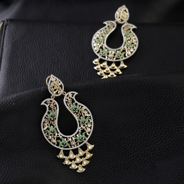 Peacock Grace Meenakari Chandbali Earrings