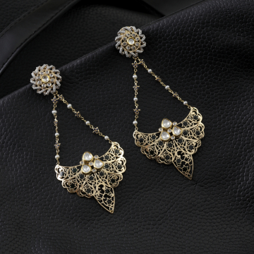 Royal Radiance Lotus Filigree Earrings