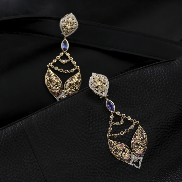 Midnight Bloom Sapphire Drop Earrings