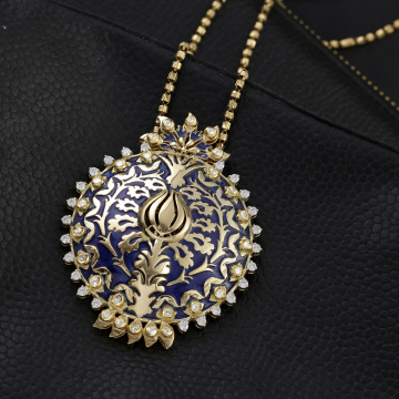 Regal Lotus Bloom Enamel Pendant