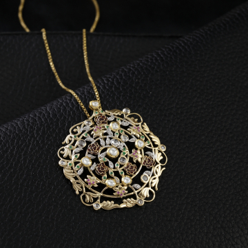 Vintage Bloom Kundan Floral Pendant
