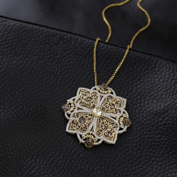 Victorian Bloom Diamond Filigree Pendant