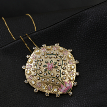 Lotus Paisley Meenakari Pendant