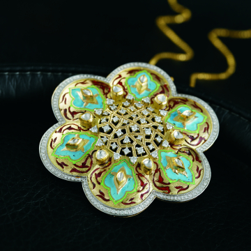 Turquoise Blossom Enamel Pendant