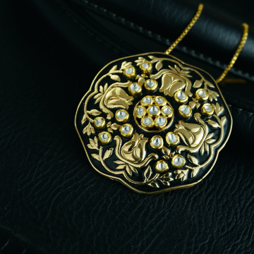Midnight Bloom Kundan Pendant