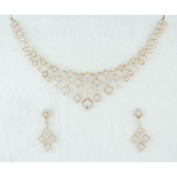 Diamond Floral Cascade Necklace Set