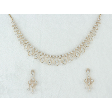 Diamond Petal Drop Necklace Set
