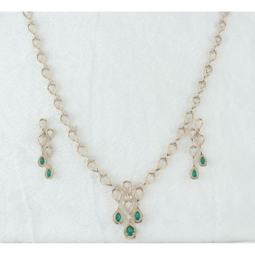 Emerald & Diamond Teardrop Necklace Set