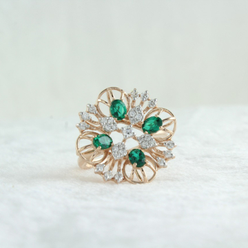 Emerald & Diamond Floral Ring