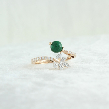 Emerald Bead Diamond Ring