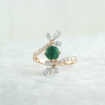 Emerald Leaf Diamond Ring