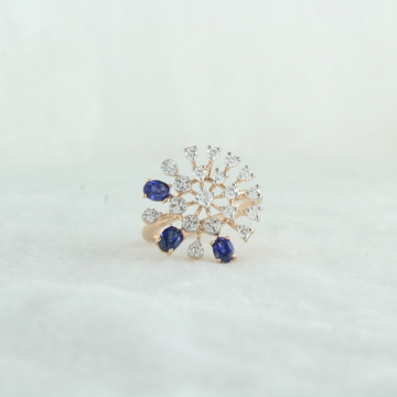 Sapphire & Diamond Burst Ring
