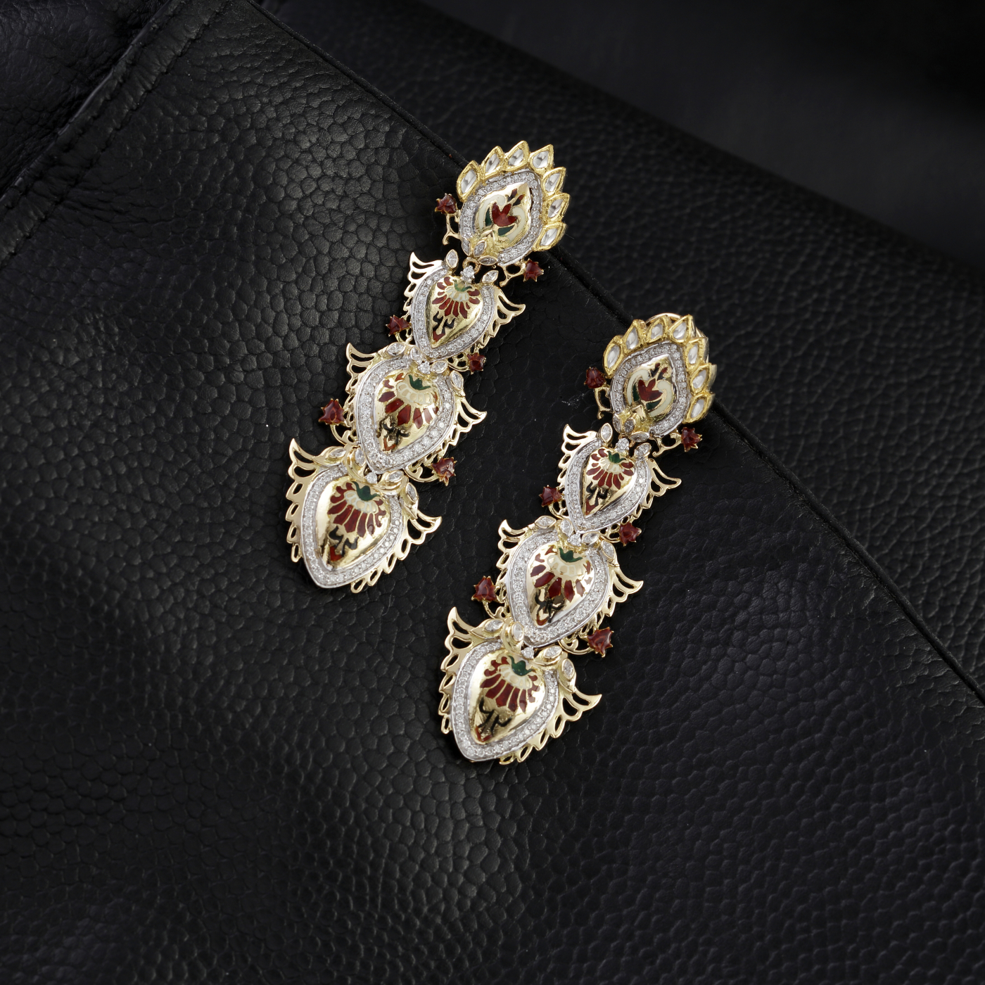 Royal Enamelled Floral Drop Earrings main product image