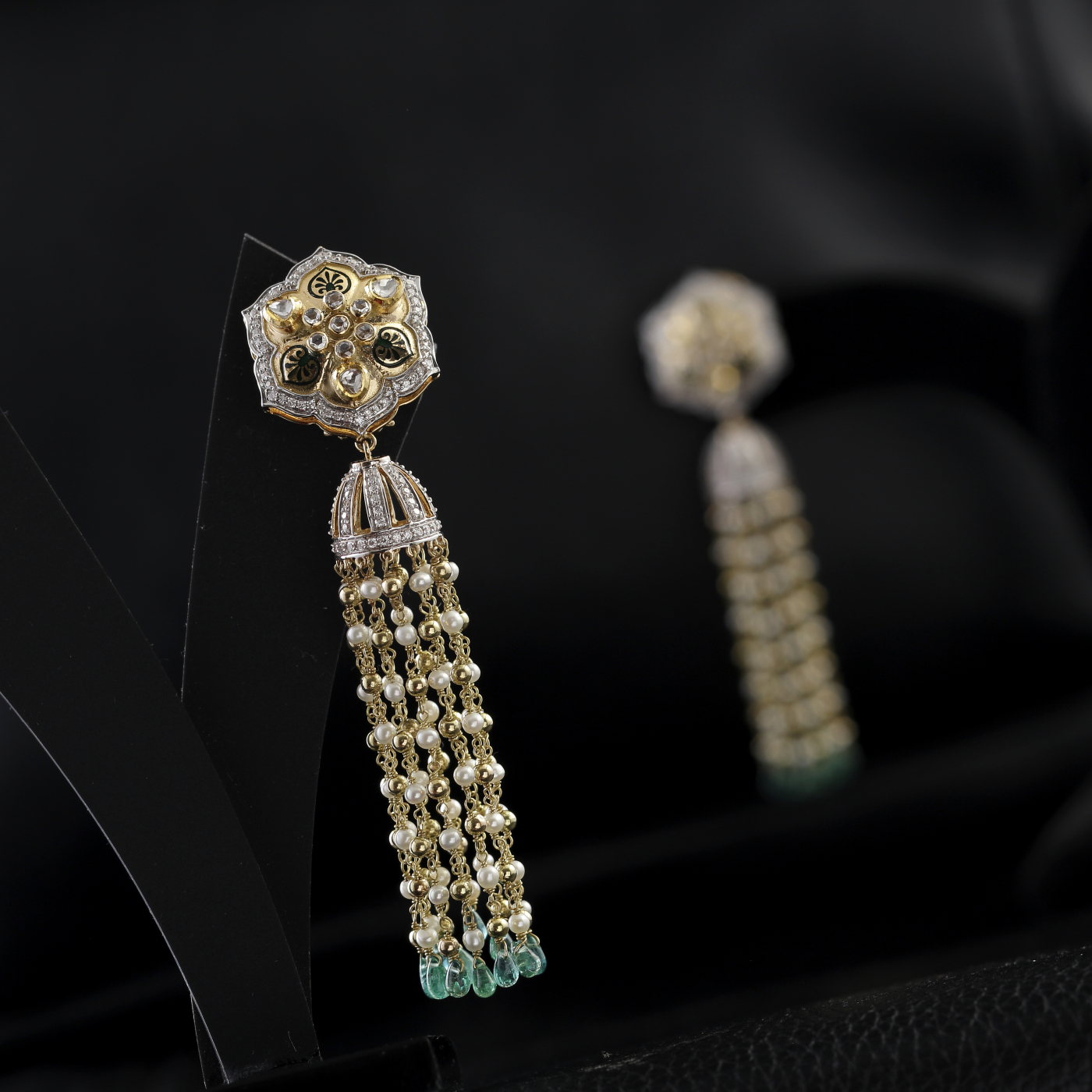 Royal Jadau Dome Tassel Earrings main product image