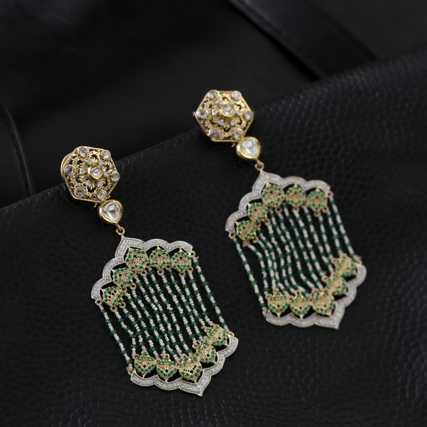 Emerald Cascade Art Deco Earrings main product image
