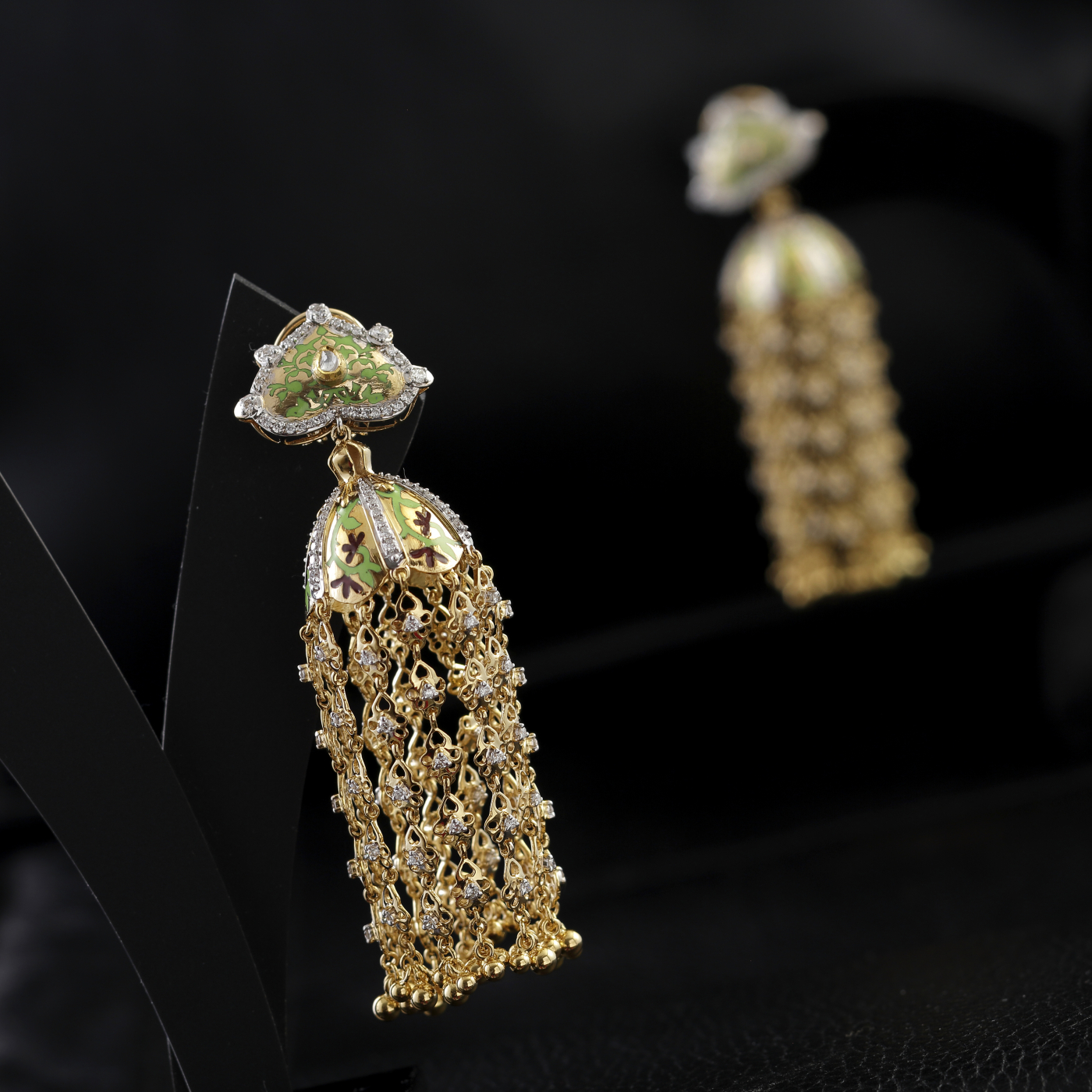 Royal Enamel Cascade Jhumka Earrings main product image