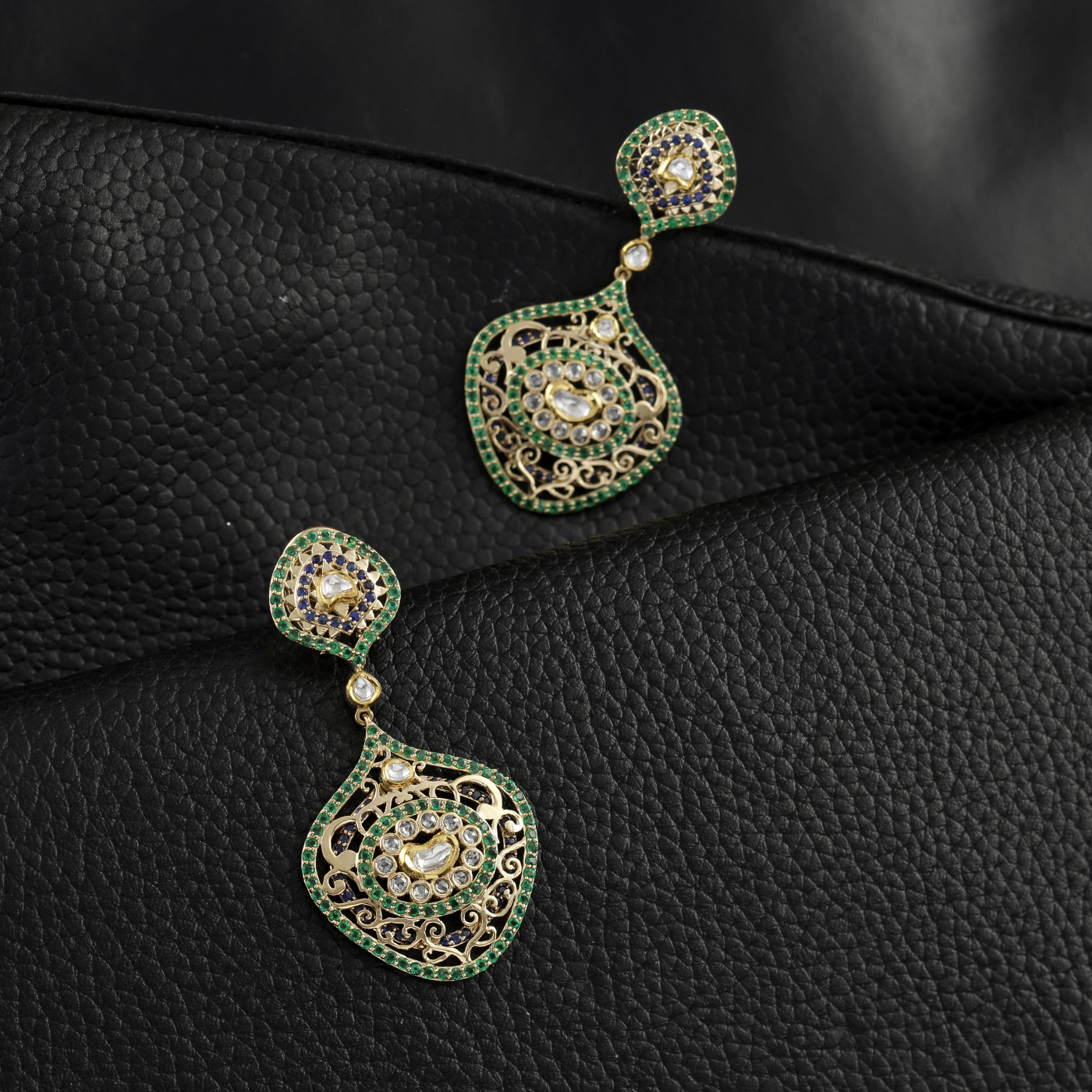 Emerald Mist Filigree Drop Earrings main product image