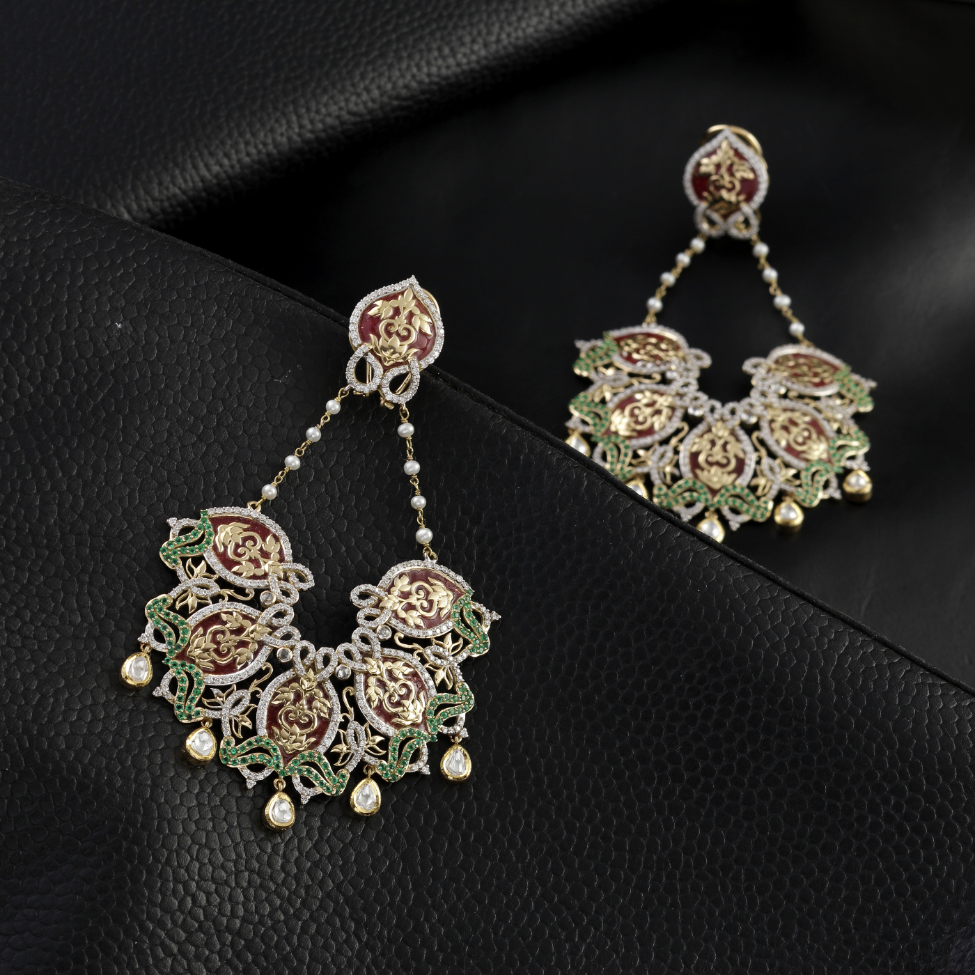 Royal Garden Meenakari Chandbali Earrings main product image