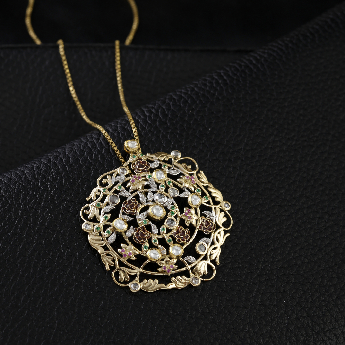 Vintage Bloom Kundan Floral Pendant main product image
