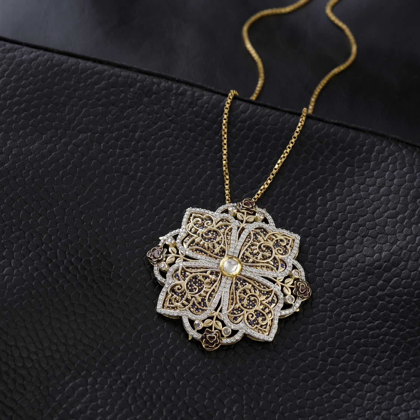 Victorian Bloom Diamond Filigree Pendant main product image