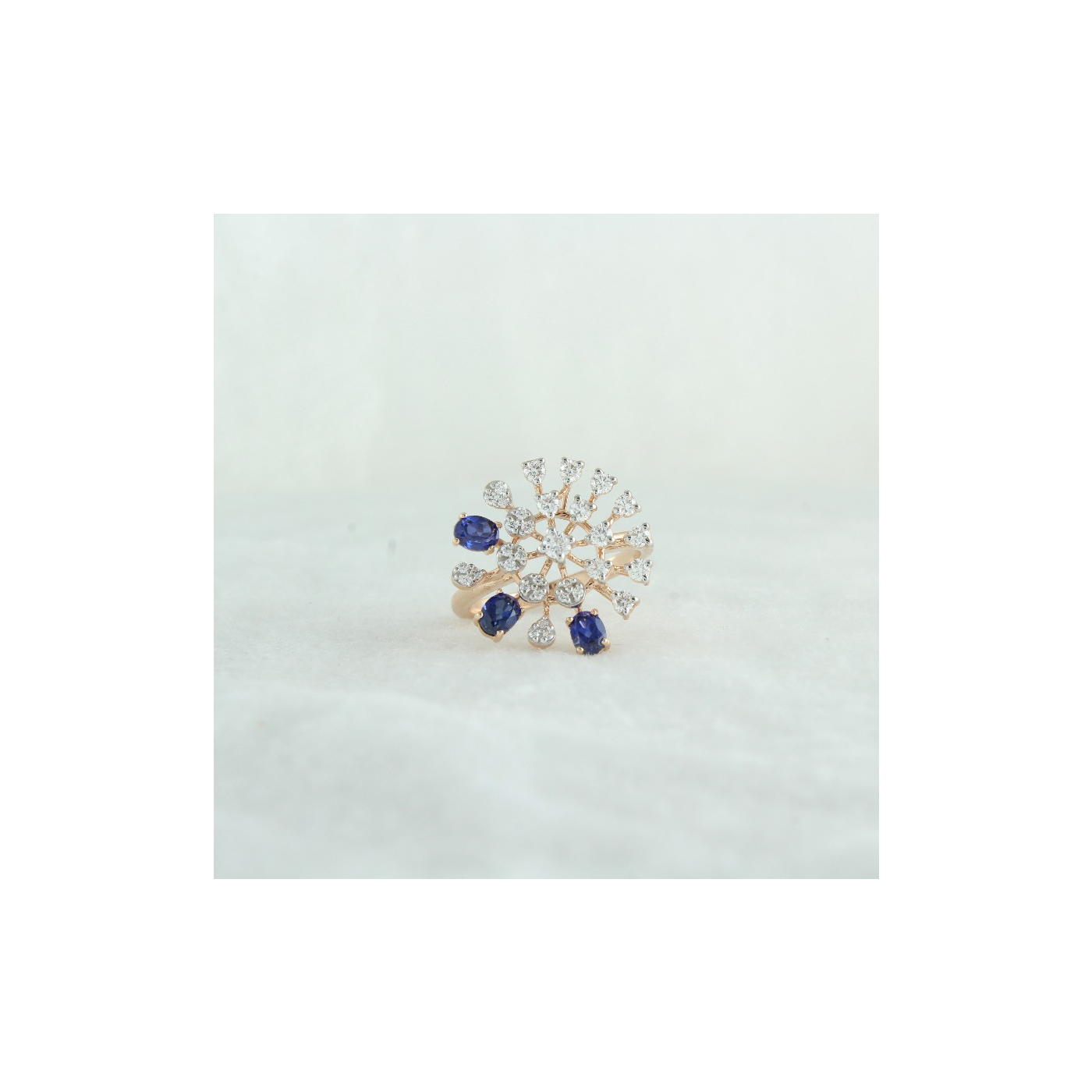 Sapphire & Diamond Burst Ring main product image
