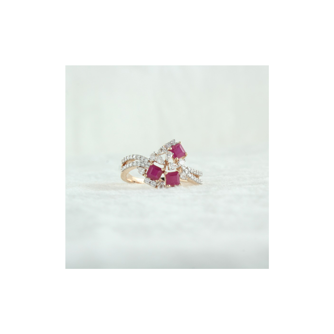 Ruby & Diamond Floral Ring main product image