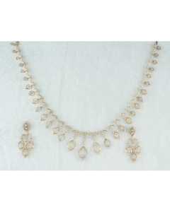 Diamond Leaf Drop Necklace Set