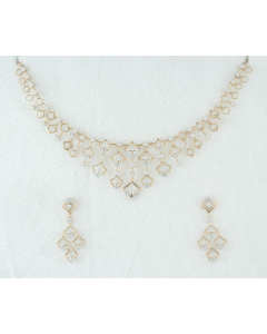 Diamond Floral Cascade Necklace Set