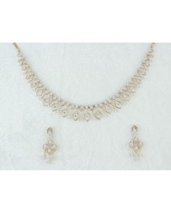 Diamond Petal Drop Necklace Set