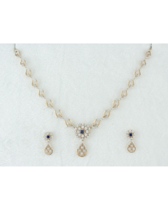 Sapphire & Diamond Pendant Necklace Set