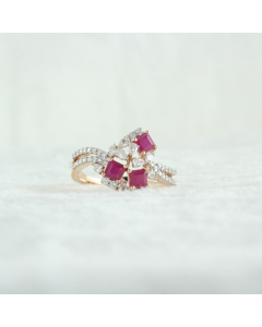 Ruby & Diamond Floral Ring
